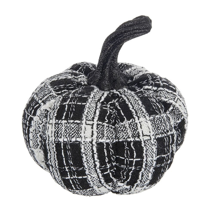 Light Plaid Pumpkin, For Holiday Halloween Decor - Black / White