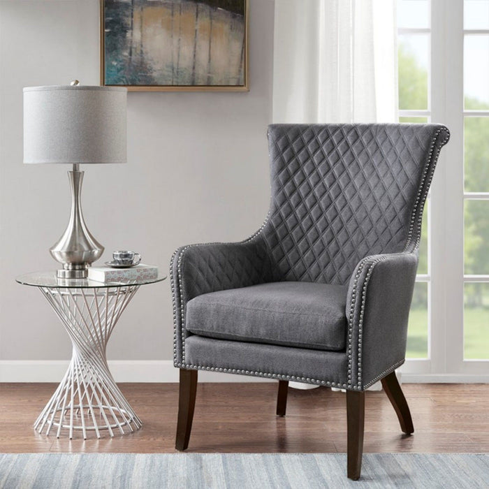 Heston - Accent Chair With Quilted Back And Nailheads - Gray