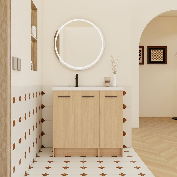 Wall Mounted Floating Bathroom Vanity With Sink, 3 Door Modular Cabinet