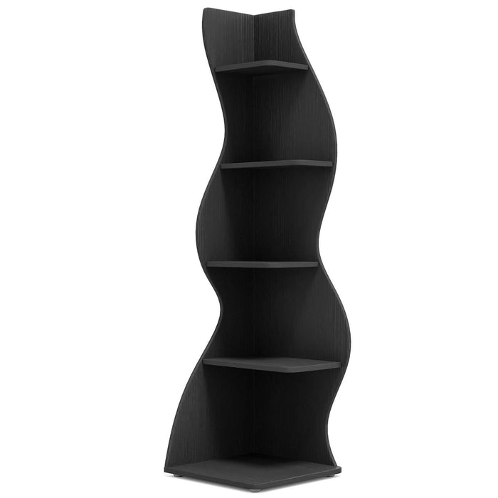 5 Tier Wavy Corner Bookshelf And Plant Stand For Living Room