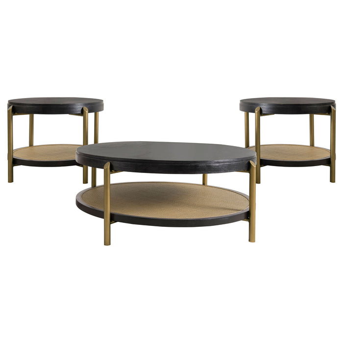 Benson - 3 Piece Round Coffee And End Table Set - Black