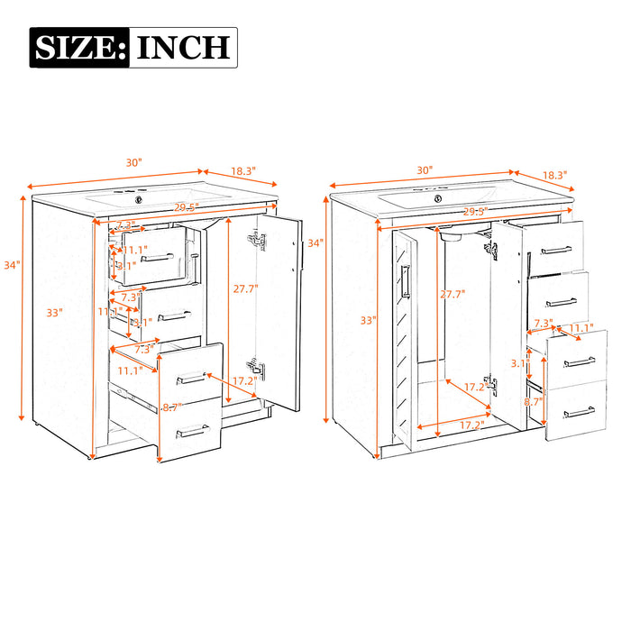 Bathroom Vanity Set With Sink, Storage Cabinet With Drawers & Soft Closing Doors