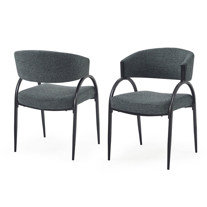 Contemporary Upholstered Dining Chairs With Metal Legs (Set of 2)