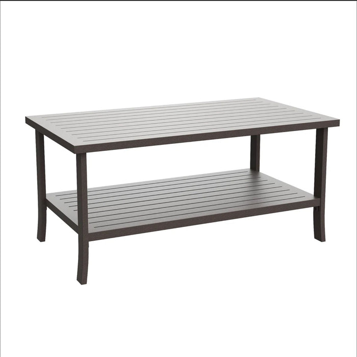 Rectangular Outdoor Coffee Table, 2 Tier All Weather Patio Table - Brown