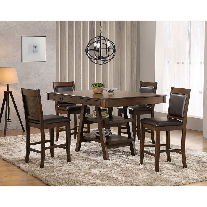 Ferrara - 5 Piece Counter Height Dining Set With Chairs - Walnut