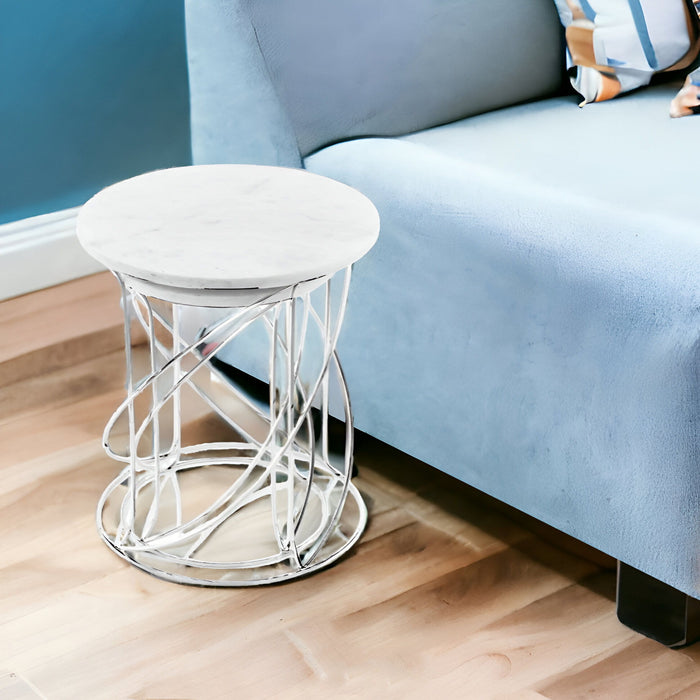 Marble Round End Tables - White