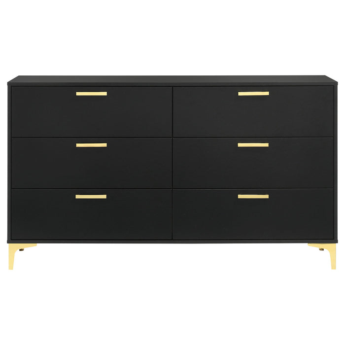 Lexie - 6 Drawer Rectangular Dresser - Black