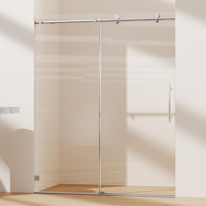 Frameless, Single Sliding Soft Close Shower Doors, 5/16" Sgcc Tempered Glass