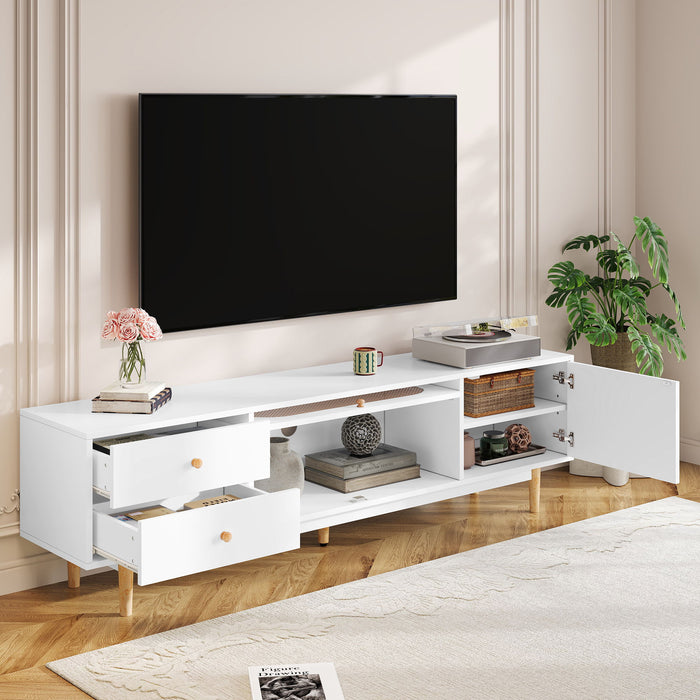 70" TV Stand With Drawers - White