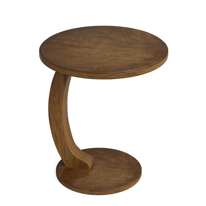 C-Shaped Round End Table - Brown