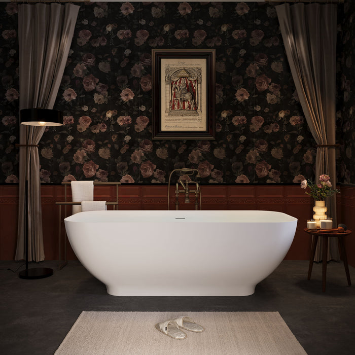 Freestanding Luxury Soaking Bathtub With Overflow And Pop-Up Drain