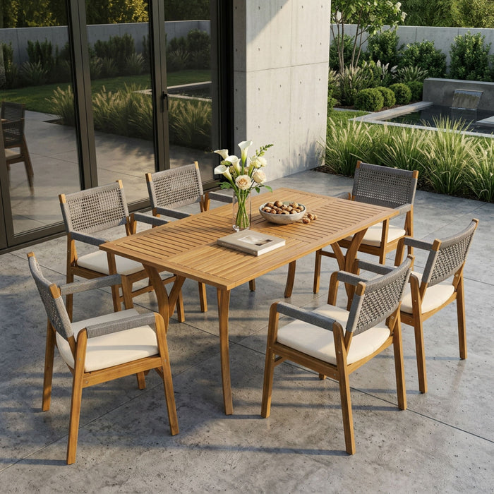 Outdoor Rustic Patio Acacia Bistro Set With Cushions