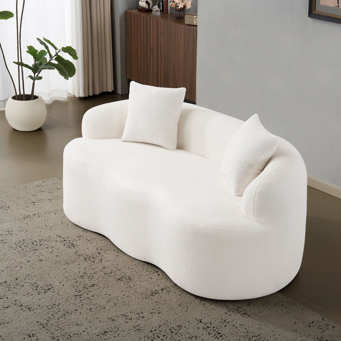 Curved Loveseat Sofa With Round Armrest