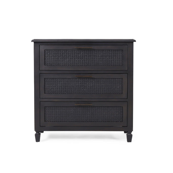 Newell - Cane 3 Drawer Dresser - Dark Gray