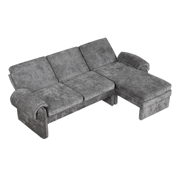 Convertible Futon Sofa Bed With Adjustable Backrest, Reversible Chaise Lounge And 2 Removable Armrest Pillows