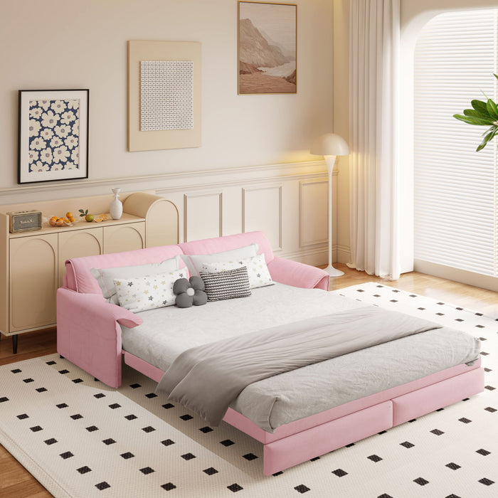 Queen Pull Out Sofa Bed With Side Storage
