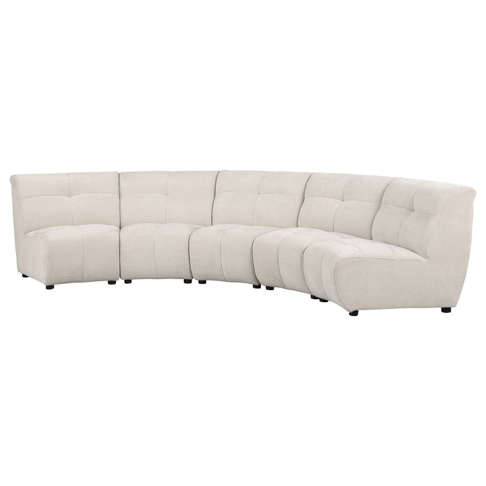 Oliver - 5 Piece Upholstered Sectional Sofa With Curved Silhouette - Ivory