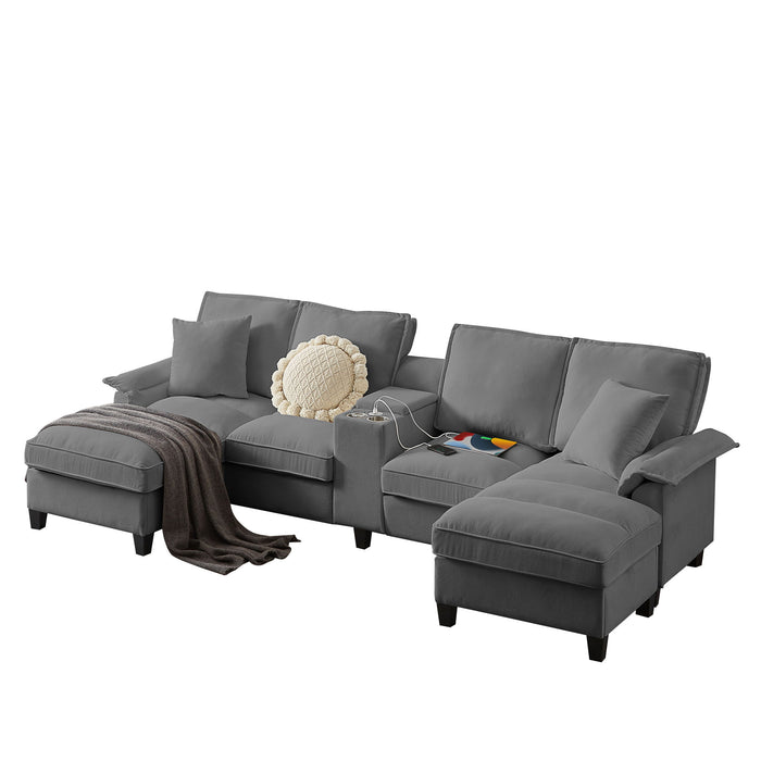 Modern U-Shaped Sectional Sofa Bed With Storage