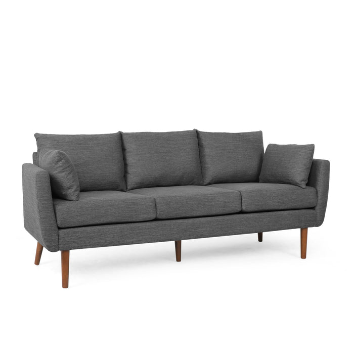Diaphanous - Upholstered 3 Seater Sofa With 2 Accent Pillows And Wood Legs