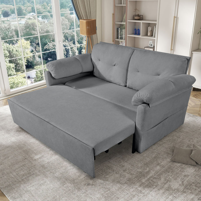 Convertible Pull Out Sofa Bed Queen Size, 3 In 1 With Side Storage