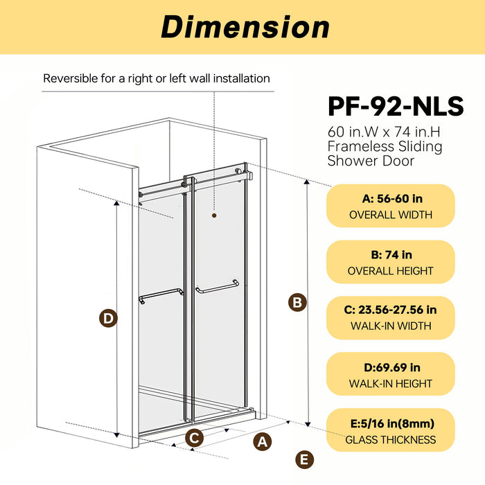 Frameless Double Sliding Shower Door