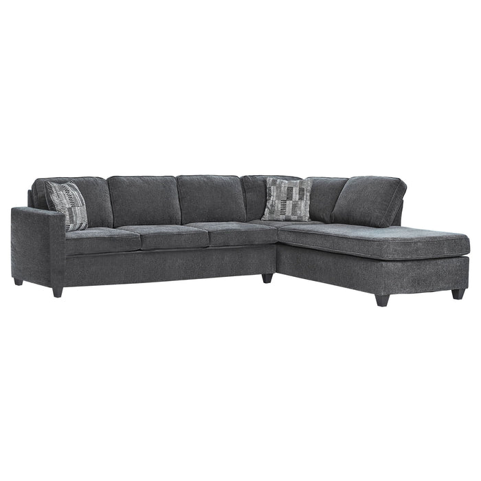 Johnston - Cushion Back Sectional With Pillows Elegant Upholstered Seating - Dark Gray