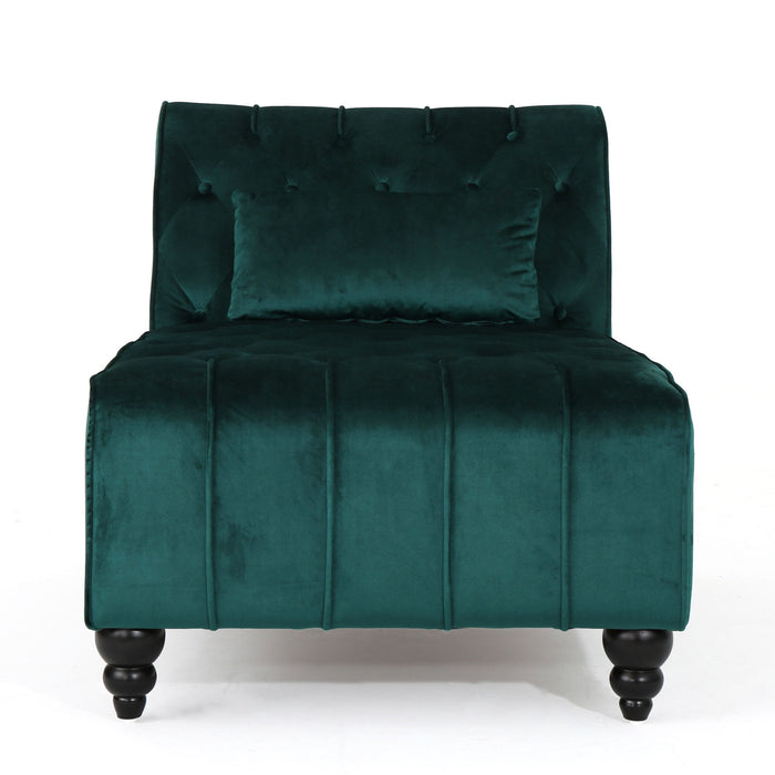 Ethereala - Upholstered Velvet Chaise Lounge With Button Tufted