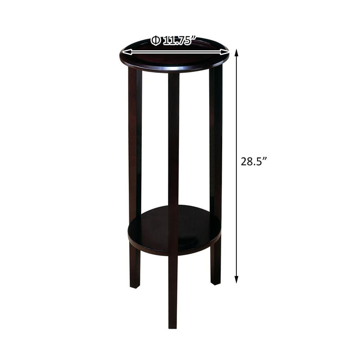 Round Accent Table With Open Shelf - Espresso