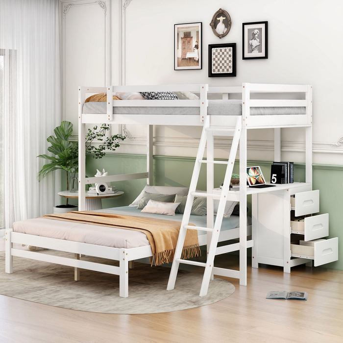 Bunk Bed With Built In Desk And 3 Drawers
