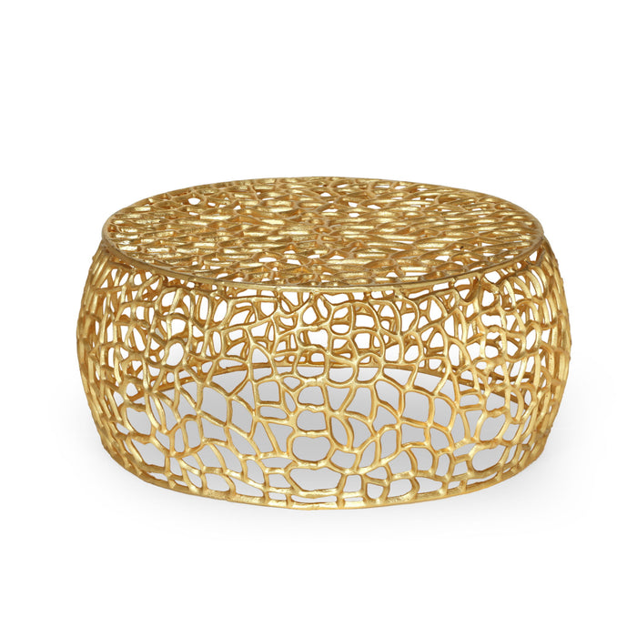 Modern Glam Mesh Coffee Table With Accents And - Gold