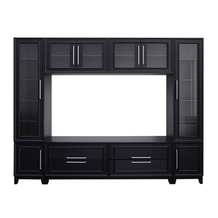 Wall Unit Modern Entertainment Center With Glass Doors