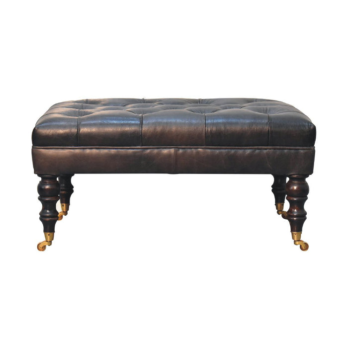 Buffalo - Leather Ottoman With Castor Legs