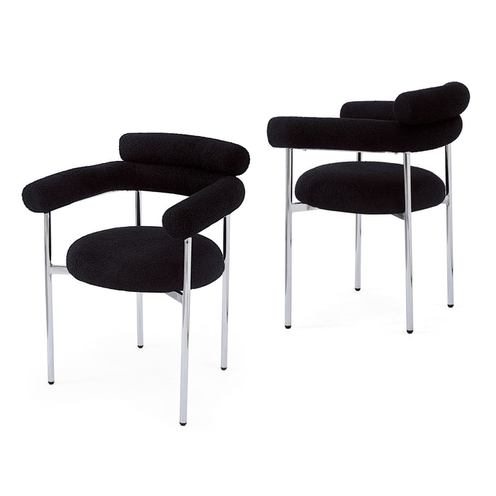 Contemporary Upholstered Armchair Dining Chairs With Metal Legs (Set of 2)