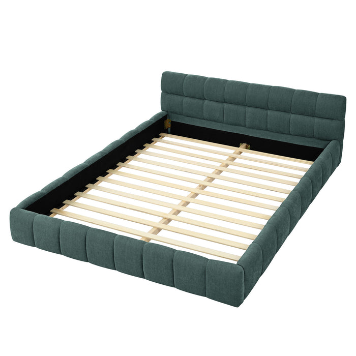 Modern Platform Bed Frame With Thick Chenille Fabric