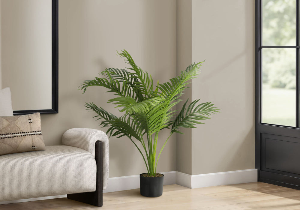 34" Tall, Artificial Plant, Palm Tree, Indoor, Faux, Fake, Floor, Greenery, Potted, Real Touch, Decorative - Green / Black