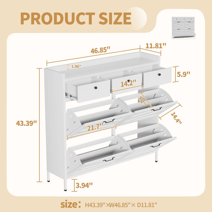 Shoe Cabinet With Flip Drawers
