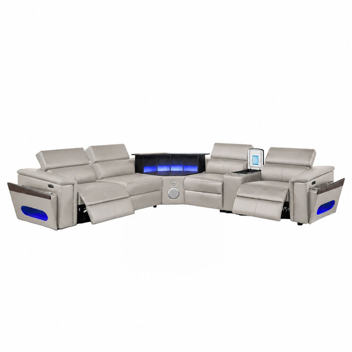 Nova - Sectional With Bluetooth Speaker, LED And Lifting Wine Cabinet