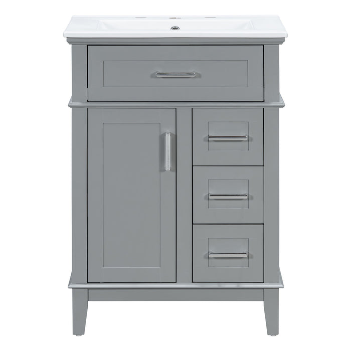 Modern Bathroom Vanity With Sink, Flip Drawer & 3 Drawers, Soft Close Hinges, Adjustable Shelf