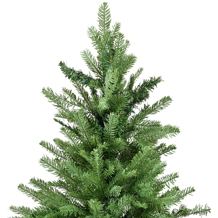 Unlit 7Ft Christmas Tree With Dense Branches, Hinged Design, Realistic Look - Green