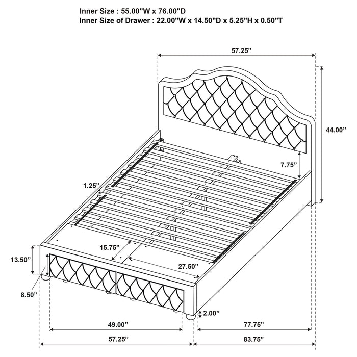Robinette - Full Bed Upholstered Storage - Pink