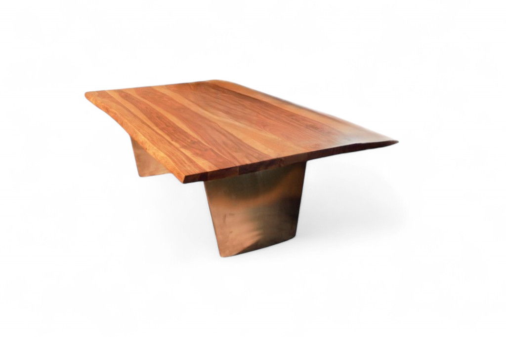 Solid Wood And Steel Coffee Table - Natural