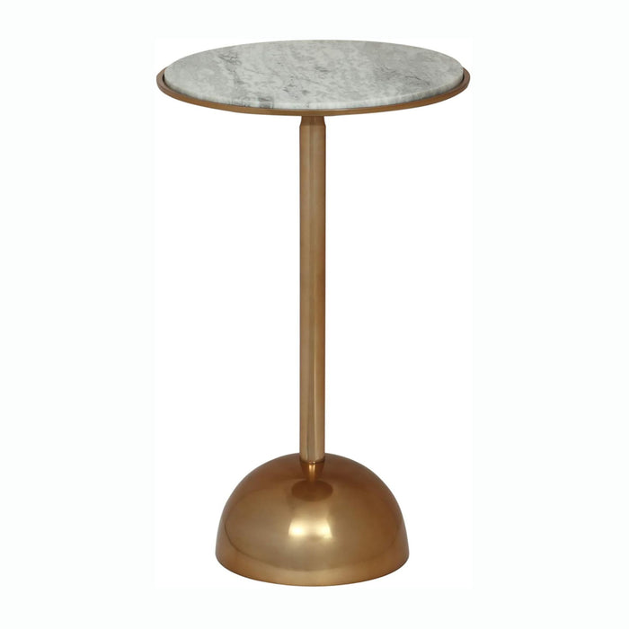 Modern Glam Aluminum Accent Table With Marble Table Top - Antique Brass / White