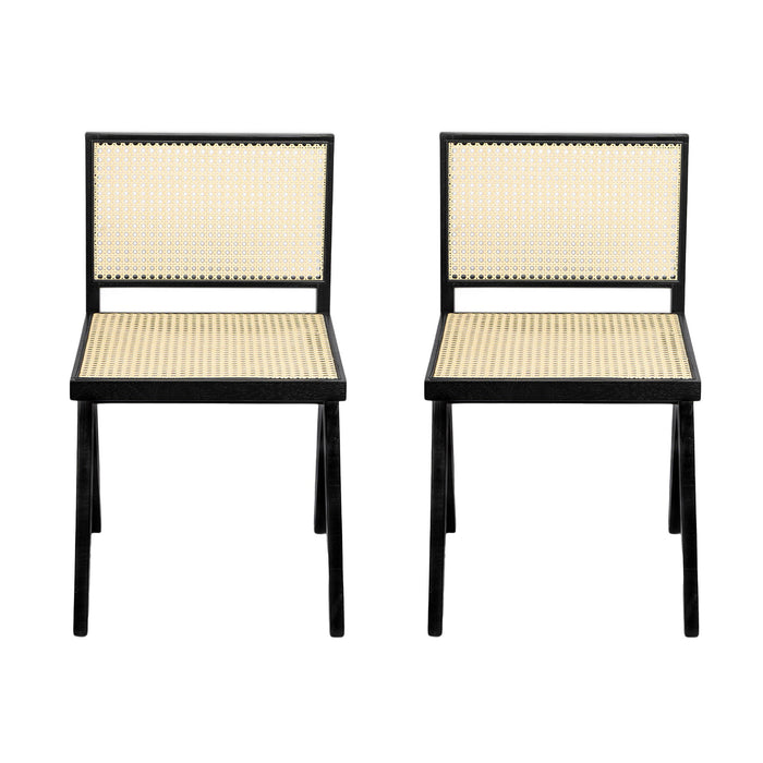 Chandigarh Dining Room Chairs With Natural Rattan (Set of 2)