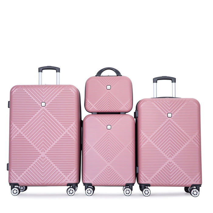 4 Piece Lightweight Suitcase, Makeup Box, Aircraft Wheels