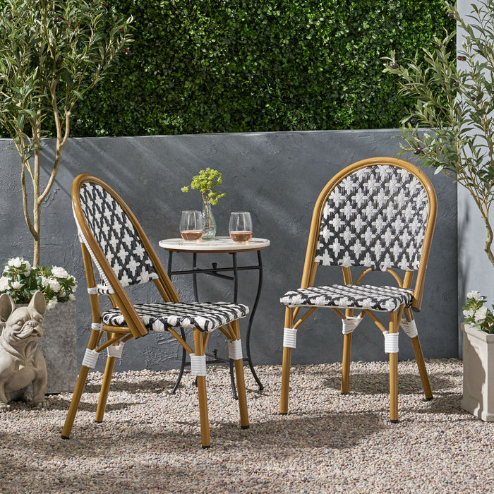 Chic French Bistro Chair With Durable Rattan And Aluminum Frame
