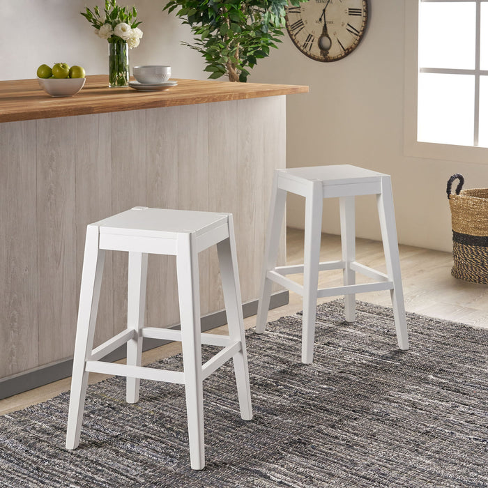 Counter Barstool (Set of 2), Rubber Wood - White