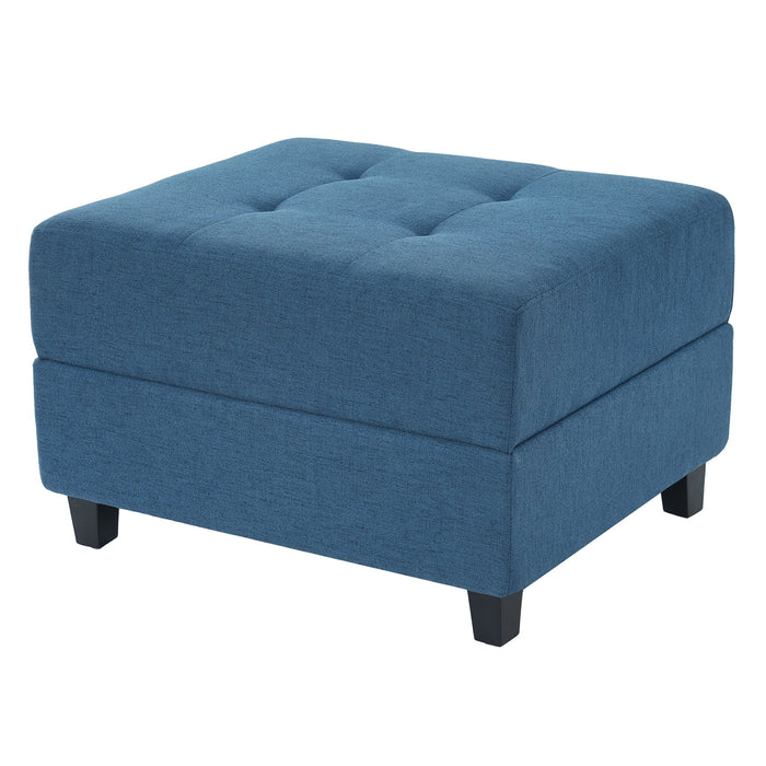 Ottoman, Compact Footrest For Living Room - Navy Blue