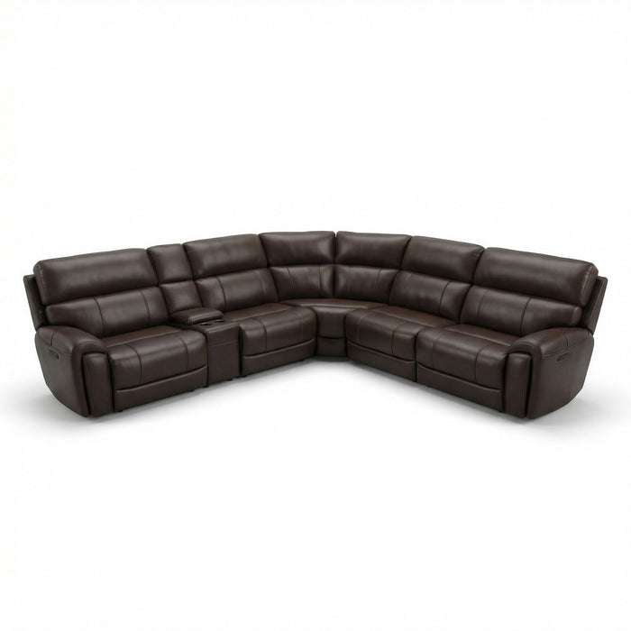 Brazil - Power Sectional With Adjustable Headrest & Footrest - Dark Brown