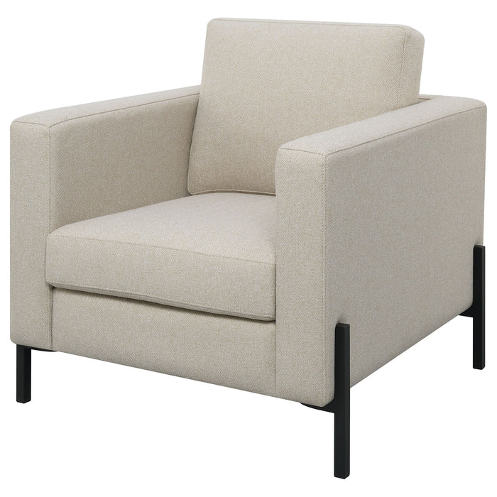 Schwan - Upholstered Track Arm Accent Chair - Oatmeal