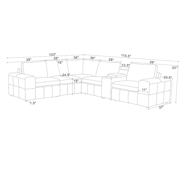 Modular Sectional With Large Square Arms